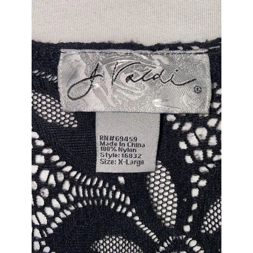 J Valdi Cover Up Womens XL Black Crochet Lace Sheer Floral Swim Tunic Top